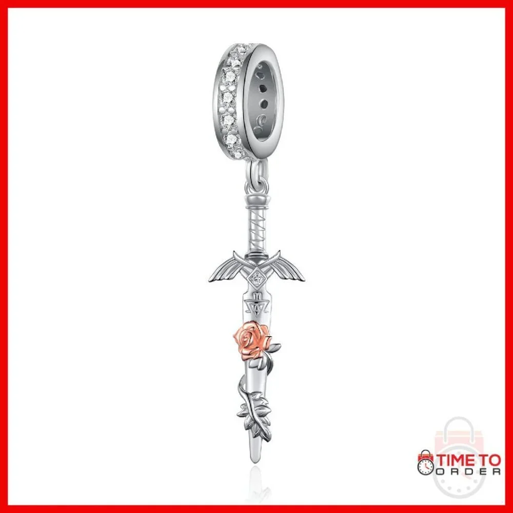 Sterling Silver Sword Charm for Bracelet 7x20mm Unisex Jewelry Gift